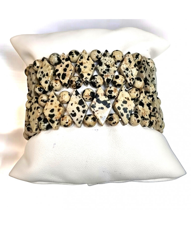 Bracelet Jaspe Dalmatien Lamelles (s)