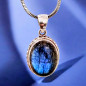 Pendentif Labradorite Ovale sur chaîne Argent 925 (s)