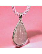 Pendentif Quartz rose Goutte avec cordon Argent 925 (s)
