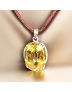Pendentif Citrine Facettée Argent 925 sur cordon (s)