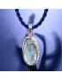 Pendentif Aigue marine Ovale sur cordon Argent 925 (s)