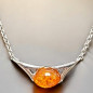 Pendentif Ambre Argent 925 avec chaîne (s)