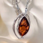 Pendentif Ambre Amande Argent 925 avec chaîne (s)