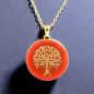 Pendentif Cornaline Rond Arbre de vie Plaqué or (s)