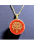 Pendentif Cornaline Rond Arbre de vie Plaqué or (s)