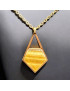 Pendentif Œil de tigre Losange avec chaîne Plaqué or (s)