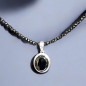 Pendentif Onyx Ovale sur Collier Onyx facettée Argent 925 (s)