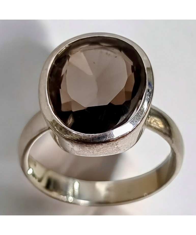 Bague Quartz fumé Argent 925 (s)