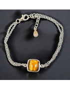 Bracelet Œil de tigre Carré avec fermoir Argent 925 (s)