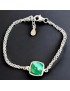 Bracelet Malachite carré avec fermoir Argent 925 (s)