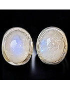 Boucles Pierre de lune serties Argent 925 (s)