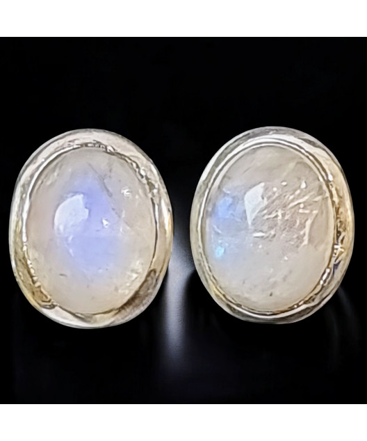 Boucles Pierre de lune serties Argent 925 (s)