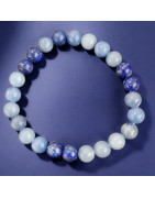 Bracelet Aventurine bleue et Lapis-lazuli Pierre rondes 8mm (s)