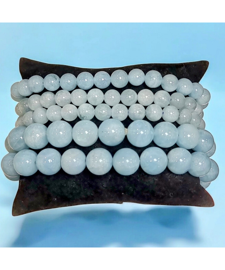 Bracelet Aigue marine A+ Pierres rondes