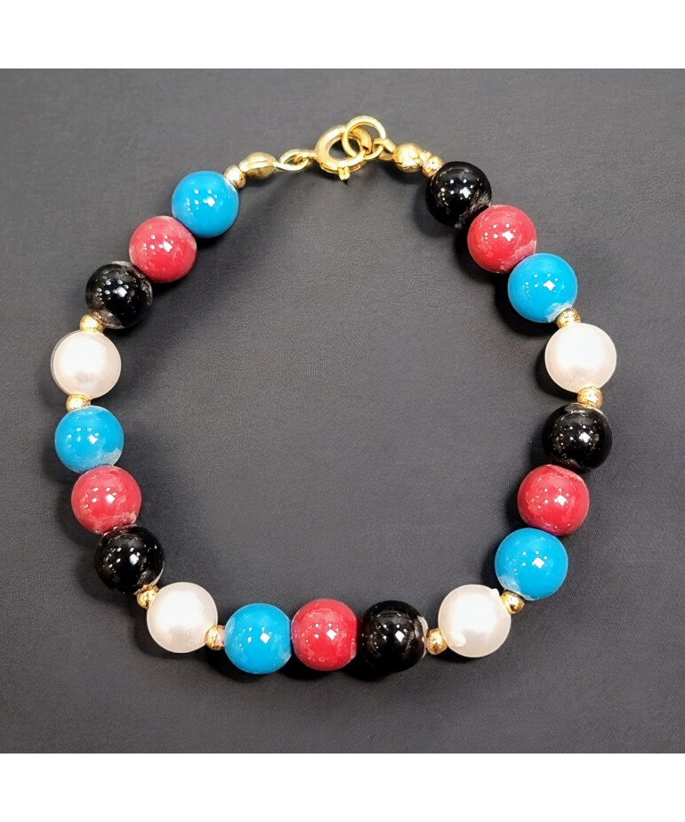 Bracelet Perles de couleur Fantaisie avec fermoir (s)