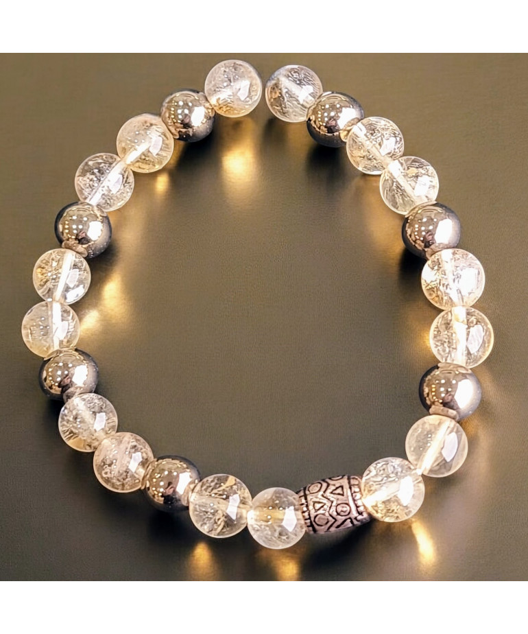 Bracelet Citrine et Pyrite Pierres rondes (s)