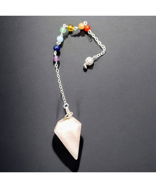 Pendule Quartz rose 7 Chakras