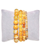 Bracelet agate jaune  pierres rondes