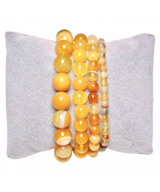 Bracelet agate jaune  pierres rondes