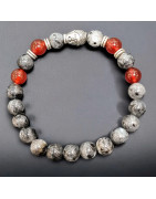 Bracelet Nuumite et Cornaline "Bouddha "Pierres rondes 8mm (s)