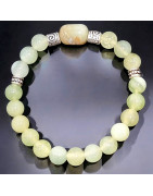 Bracelet Jade et Agate Mousse Pierres rondes 8mm (s)