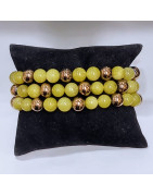 Bracelet Jade et Pyrite Pierres rondes 8mm (s)