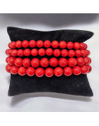 Bracelet Corail Bambou Pierres Rondes