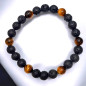 Bracelet Pierre de lave et Œil de tigre Pierres rondes 8mm (s)