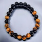 Bracelet Obsidienne et Œil de tigre Pierres rondes 8mm (s)