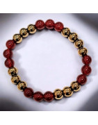 Bracelet Pyrite et Cornaline Pierres rondes 8mm (s)