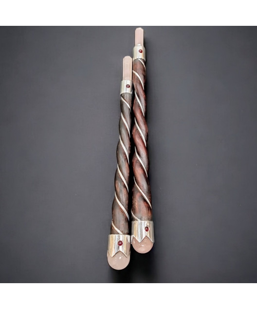 Baguette magique Quartz rose en noisetier (s)