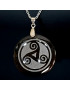 Pendentif Obsdienne noire Triskèle avec Chaîne acier (s)