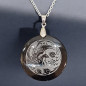 Pendentif Obsdienne noire Phoenix avec Chaîne acier (s)