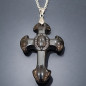 Pendentif Obsdienne noire Croix énergétique avec Chaîne acier (s)