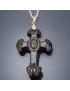 Pendentif Obsdienne noire Croix énergétique avec Chaîne acier (s)