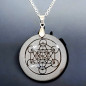 Pendentif Obsdienne noire dépolie Metatron avec Chaîne acier (s)