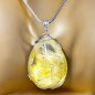 Pendentif Quartz avec inclusion de souffre Goutte avec Chaîne acier (s)