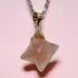Pendentif Quartz rose Etoile Merkaba avec Chaîne acier (s)