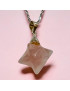 Pendentif Quartz rose Etoile Merkaba avec Chaîne acier (s)