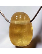 Pendentif Calcite miel Ovale avec Chaîne (s)