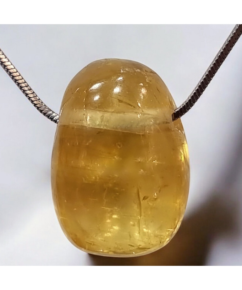 Pendentif Calcite miel Ovale avec Chaîne (s)