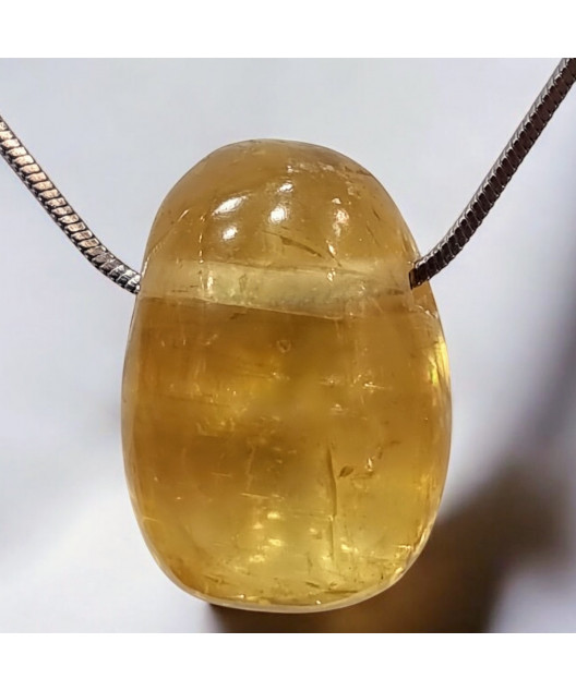 Pendentif Calcite miel Ovale avec Chaîne (s)