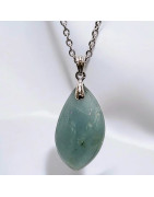 Pendentif Aigue marine Goutte avec Chaîne acier (s)
