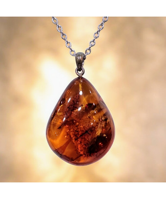 Pendentif Ambre Cognac...