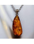 Pendentif Ambre Cognac Goutte avec Chaîne acier