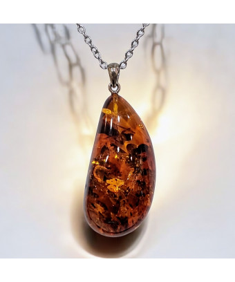 Pendentif Ambre Cognac...