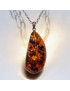 Pendentif Ambre Cognac Goutte avec Chaîne acier (s)