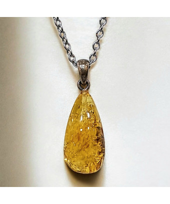 Pendentif Ambre Goutte avec...