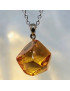Pendentif Ambre facettée avec Chaîne acier (s)
