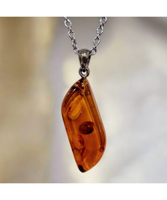 Pendentif Ambre avec Chaîne acier (s)